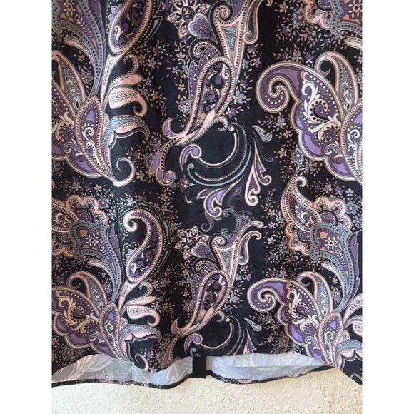 Sleeveless Paisley Button-Down Blouse shirt Large polyester V-neck READ - Picture 7 of 8